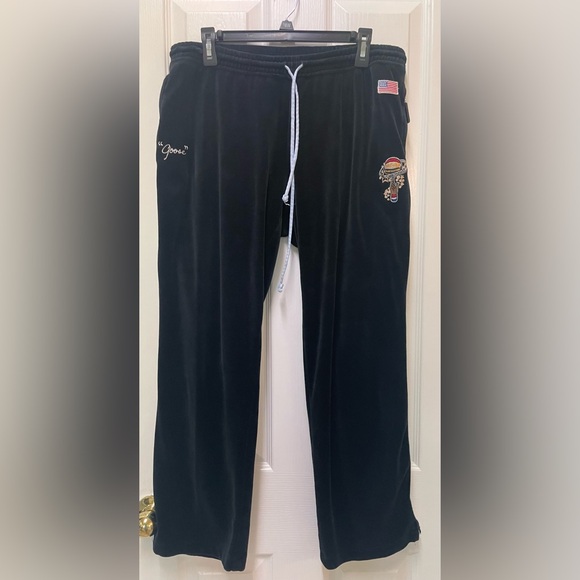 Platinum Fubu Vintage Y2K Harlem Globetrotters 75th Black Velour Track Pants 1X - Picture 1 of 11